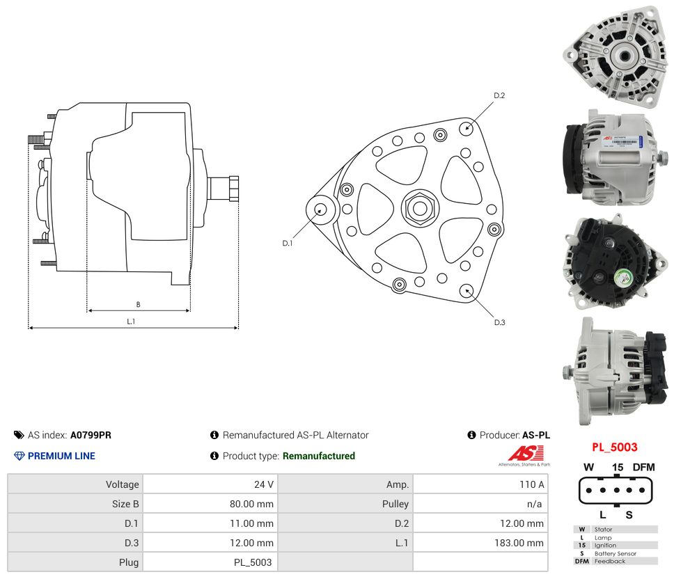 Remanufactured alternator