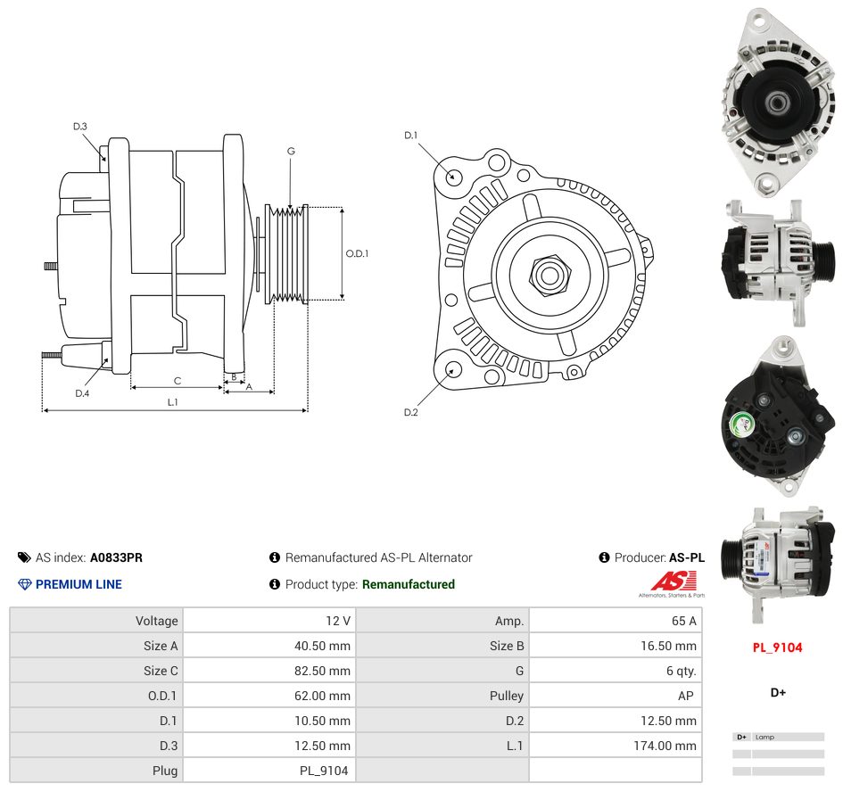 Remanufactured alternator