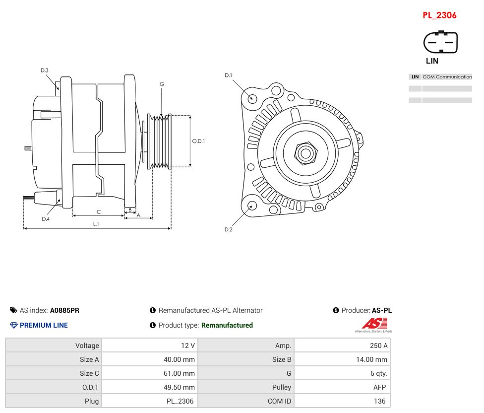 Remanufactured alternator