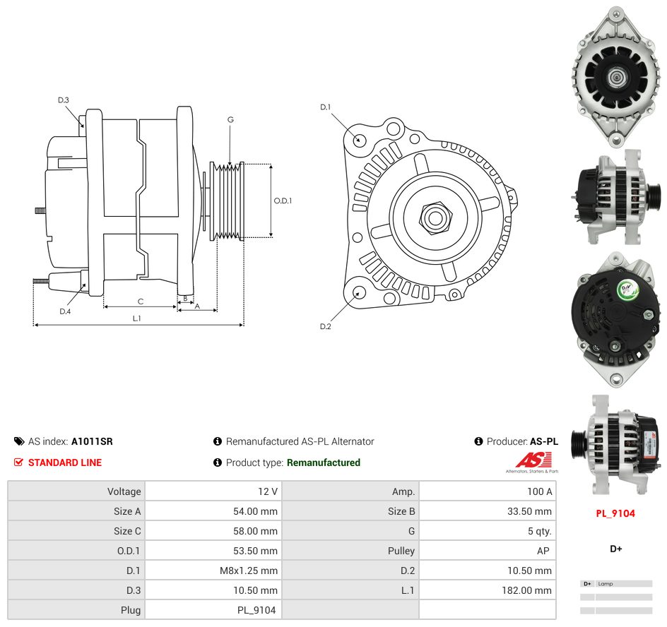 Remanufactured alternator