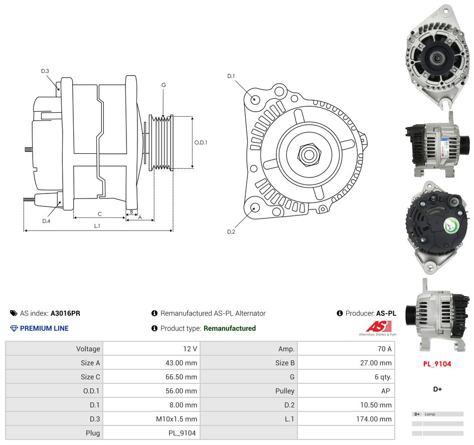 Remanufactured alternator