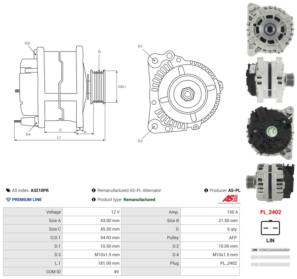 Remanufactured alternator