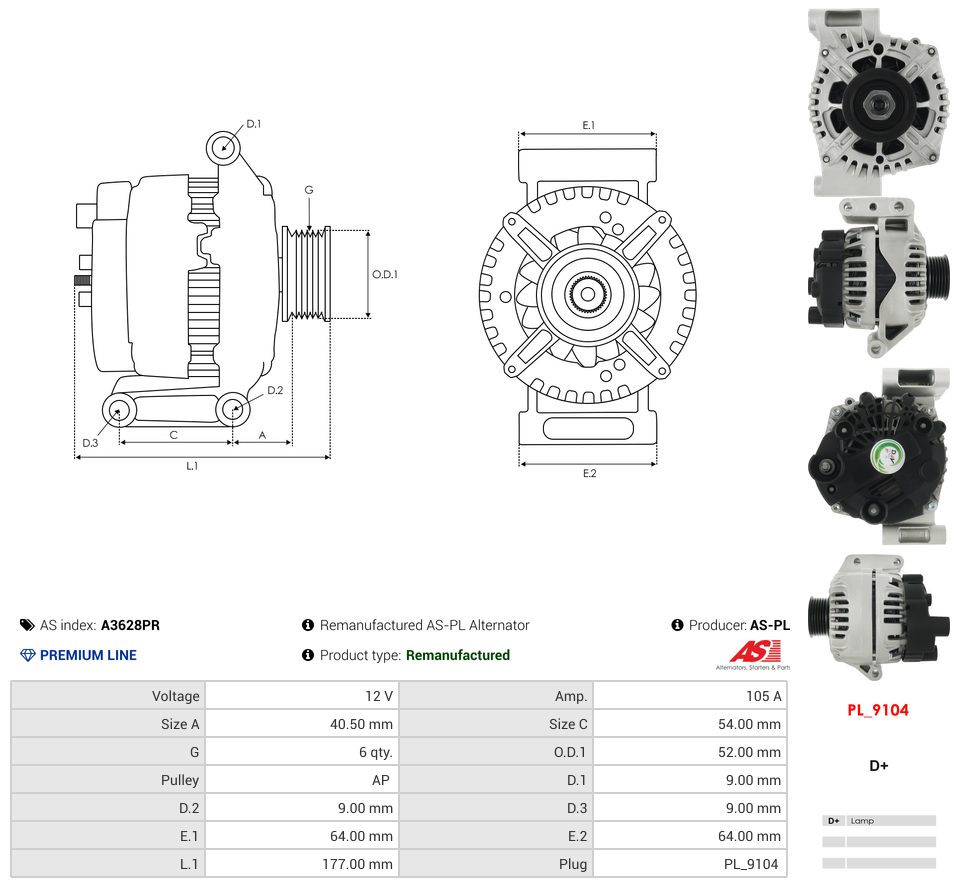 Remanufactured alternator