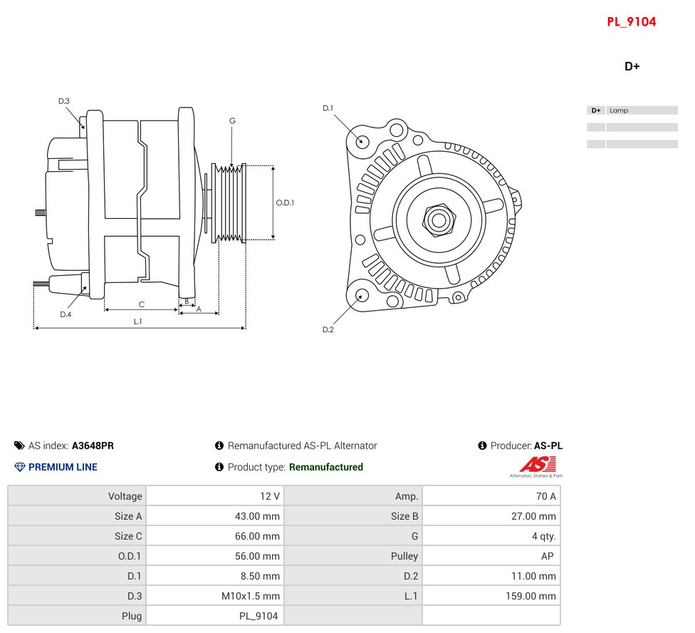 Remanufactured alternator