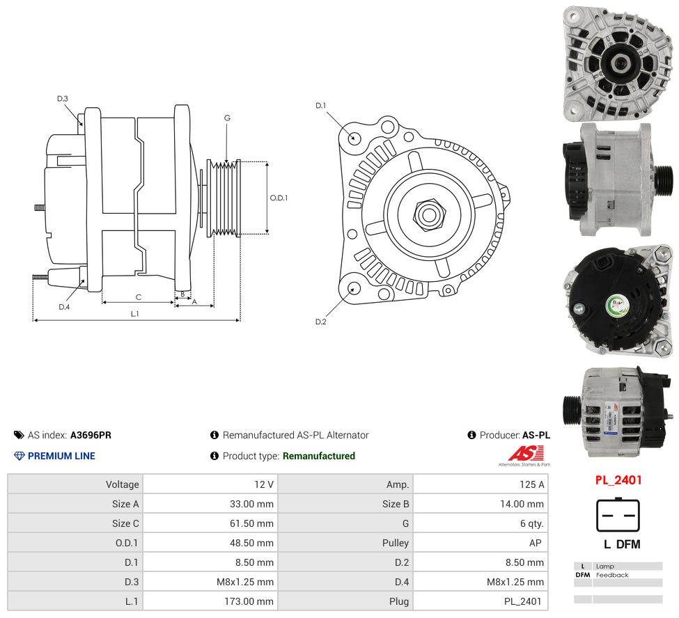Remanufactured alternator