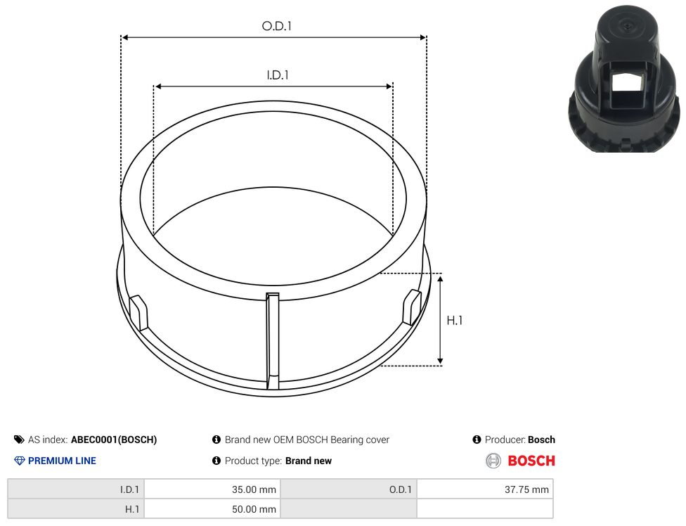 Alternator bearing with protective cap