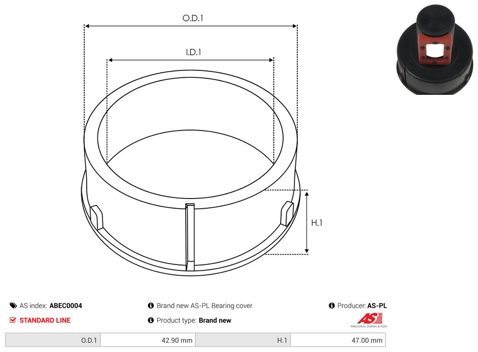 Alternator bearing with protective cap