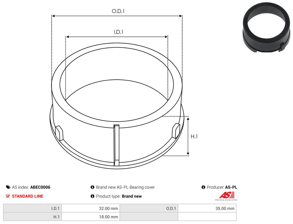 Alternator bearing with protective cap