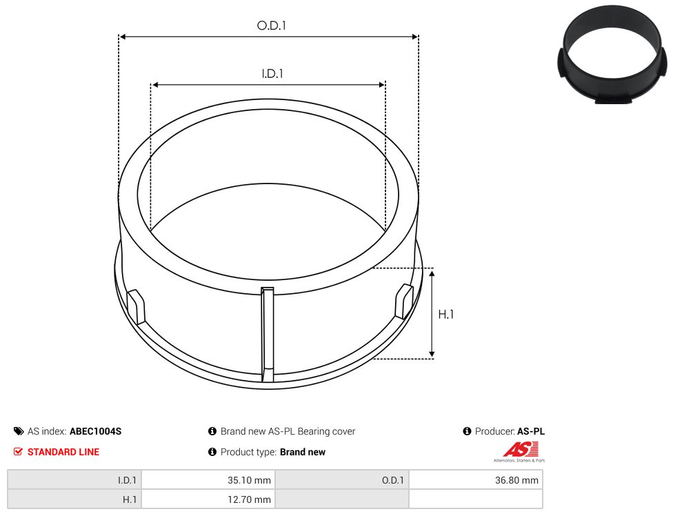 Alternator bearing with protective cap
