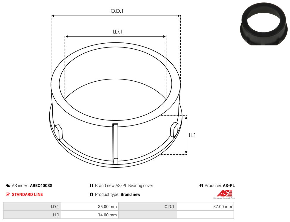 Alternator bearing with protective cap