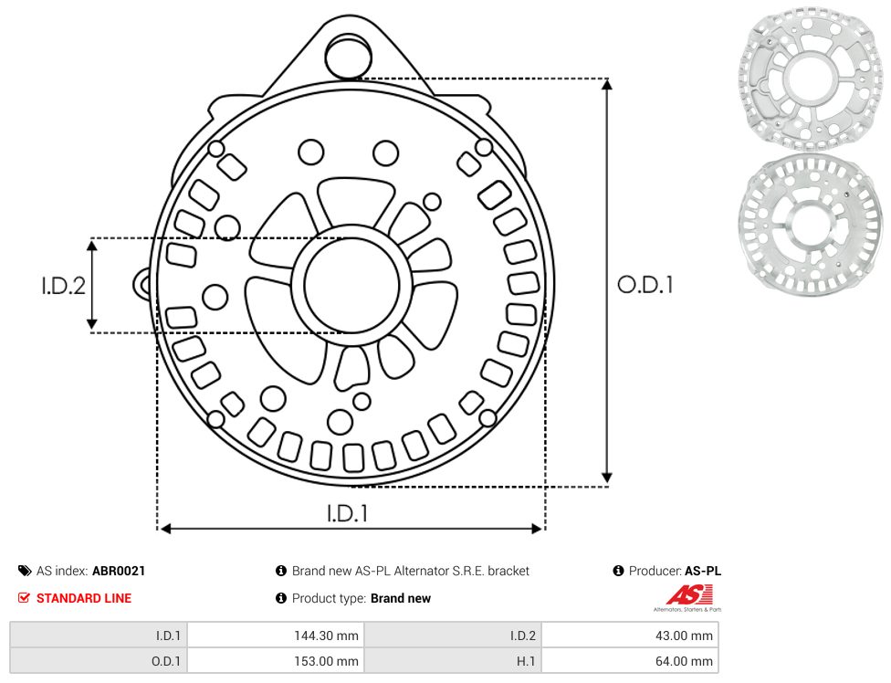 Alternator diode-side bracket