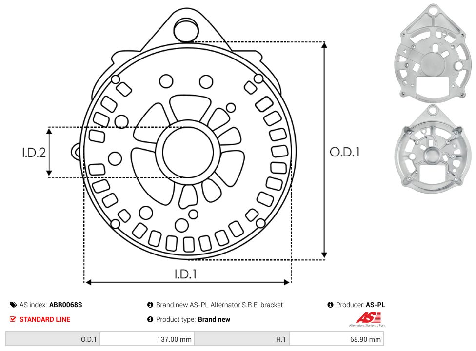 Alternator diode-side bracket