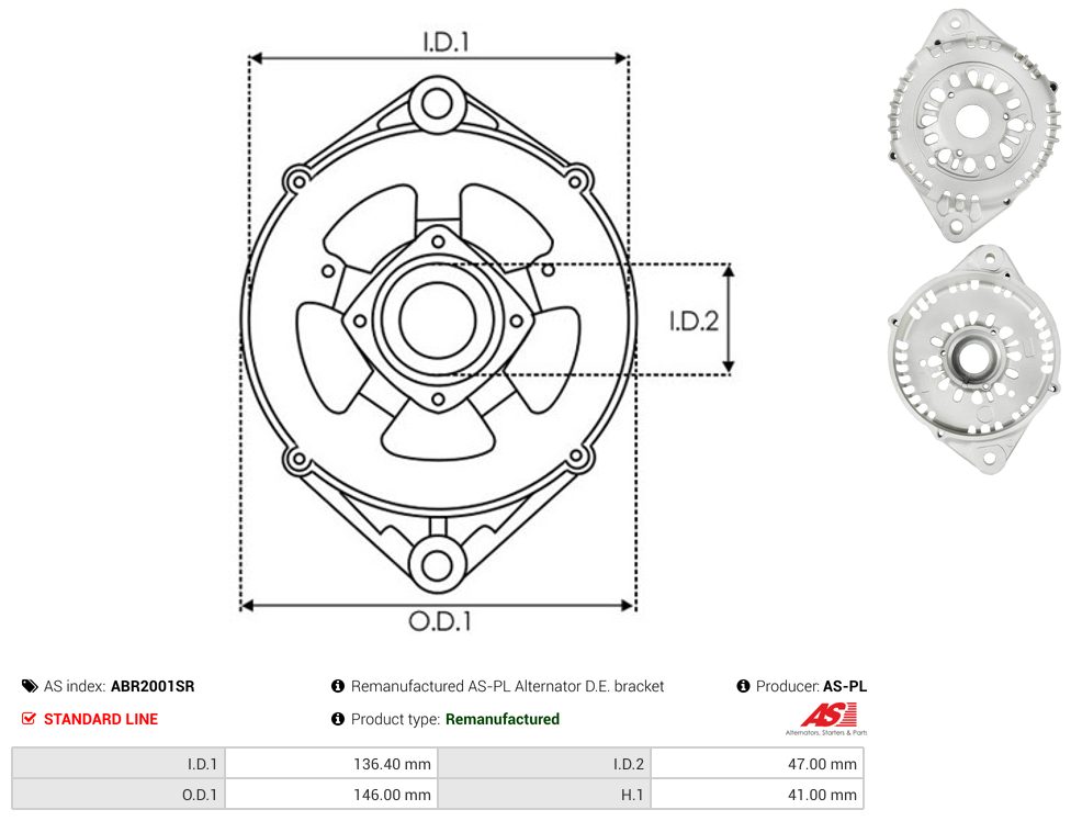 Supporto lato comando alternatore rigenerato