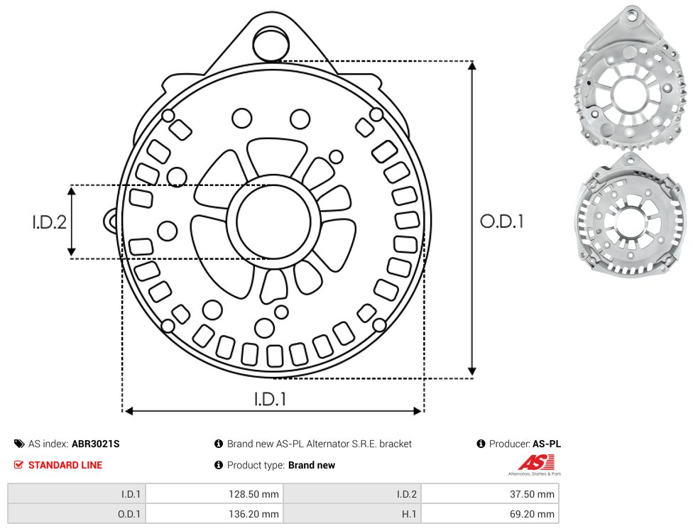 Alternator diode-side bracket