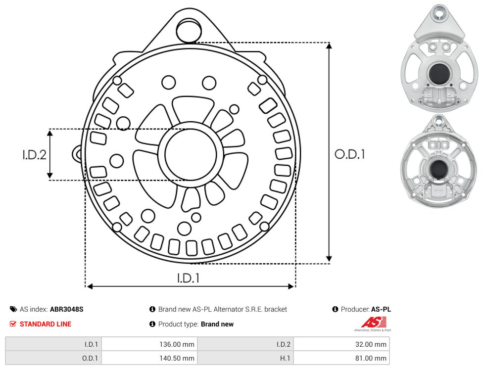 Alternator diode-side bracket