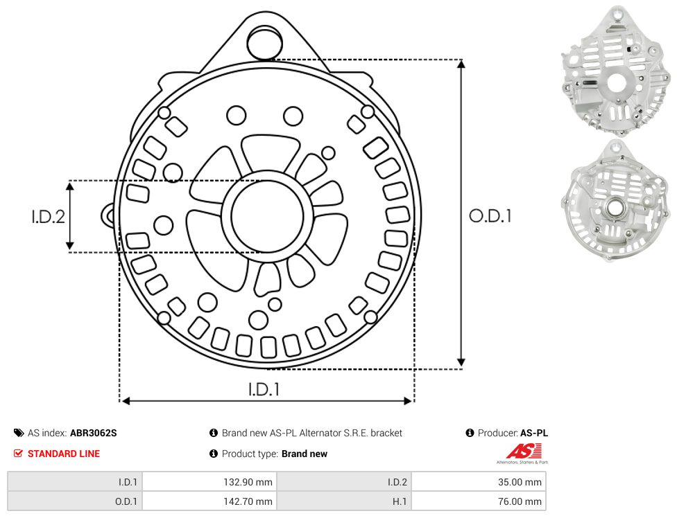 Alternator diode-side bracket