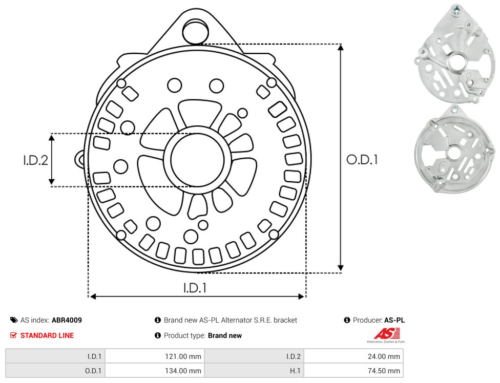 Alternator diode-side bracket