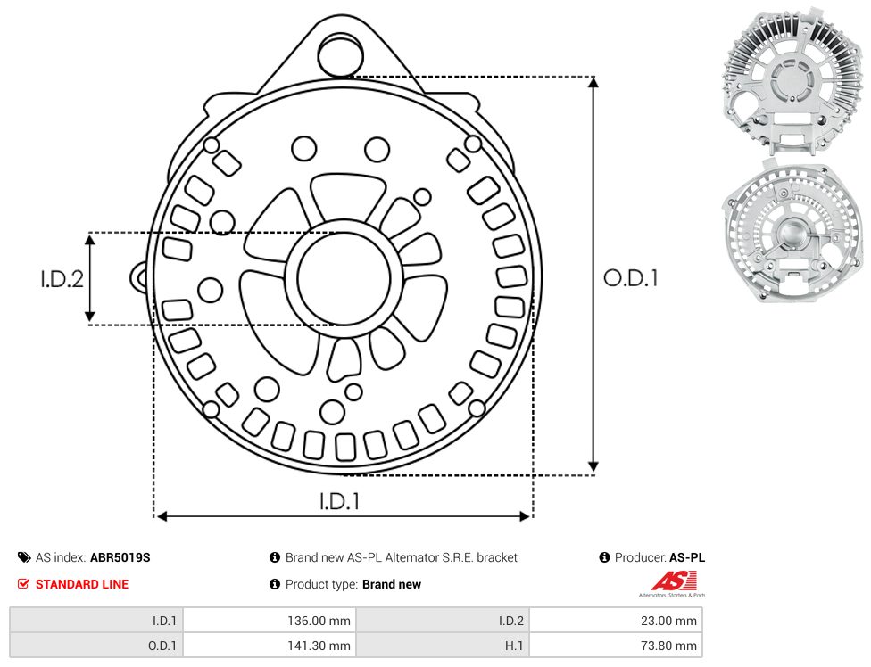 Alternator diode-side bracket