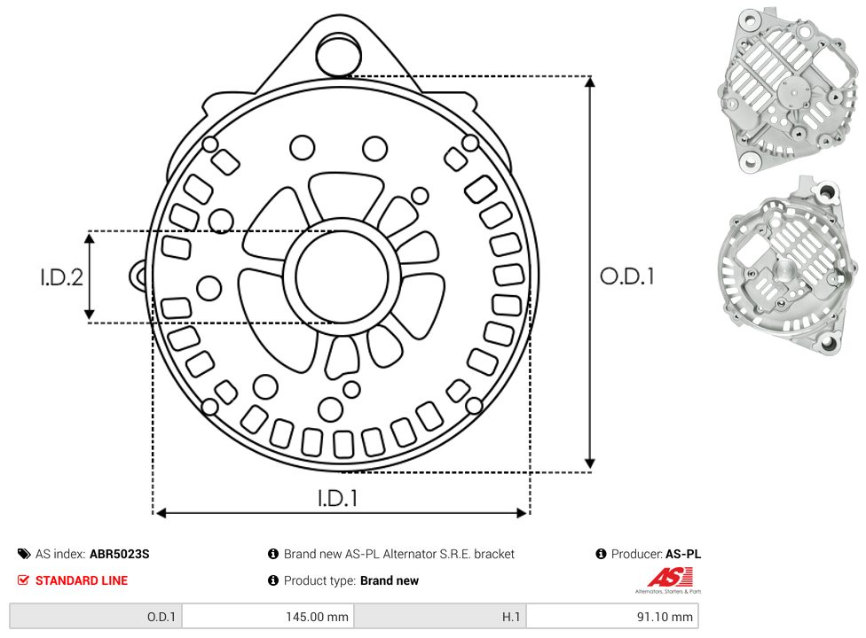 Alternator diode-side bracket