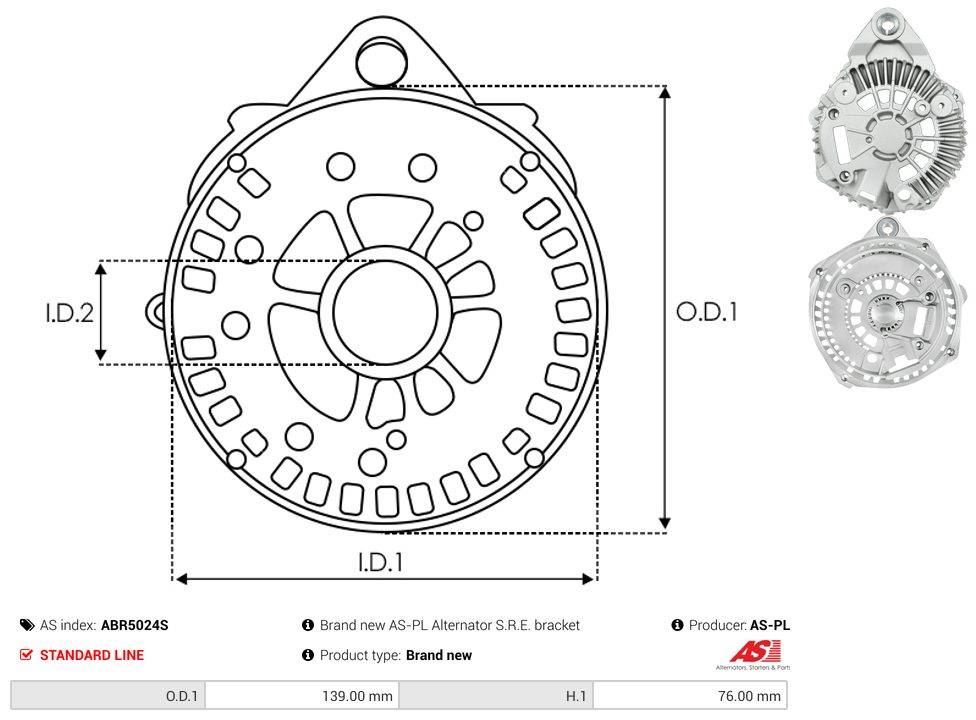Alternator diode-side bracket