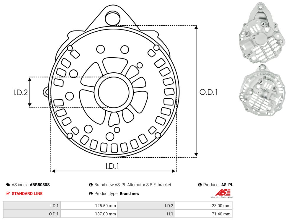 Alternator diode-side bracket