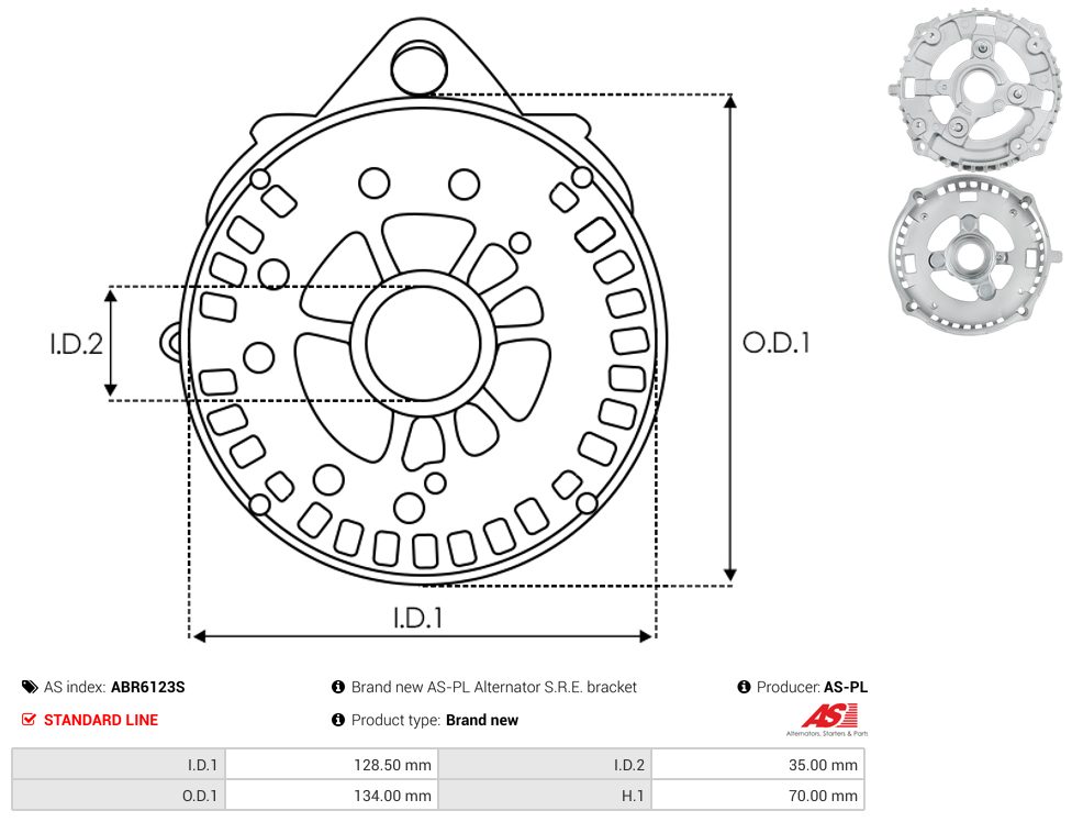 Alternator diode-side bracket
