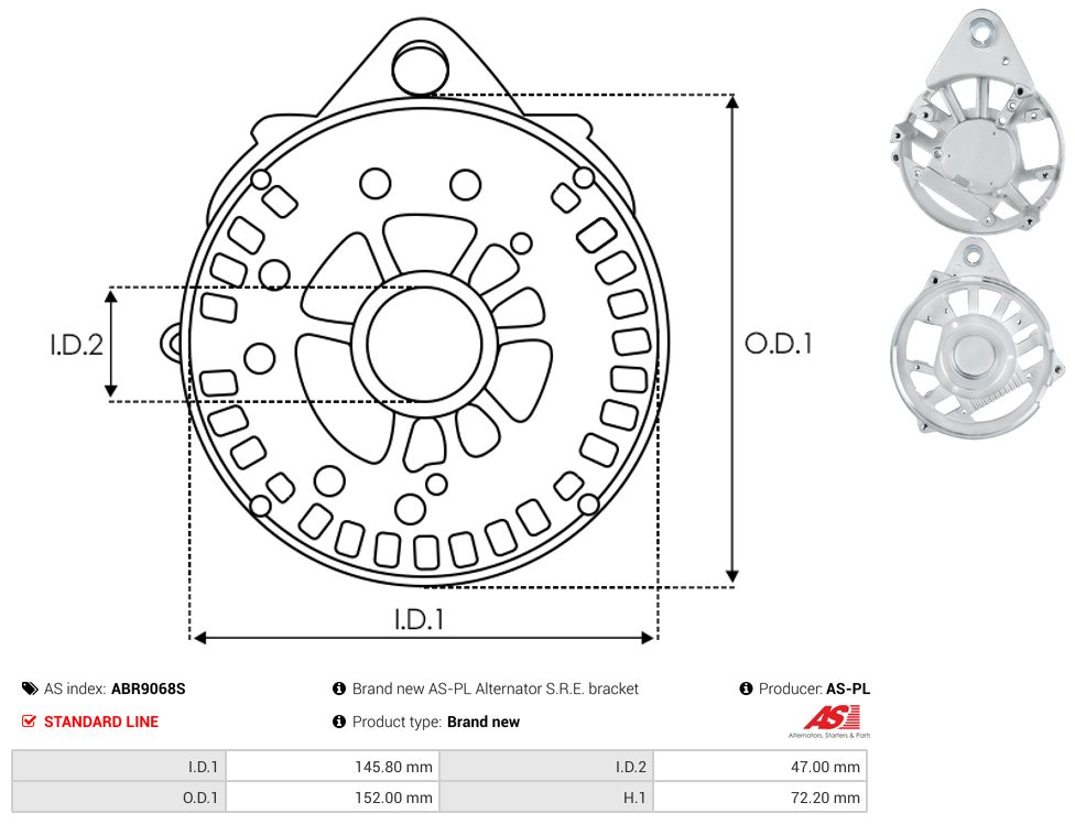 Alternator diode-side bracket