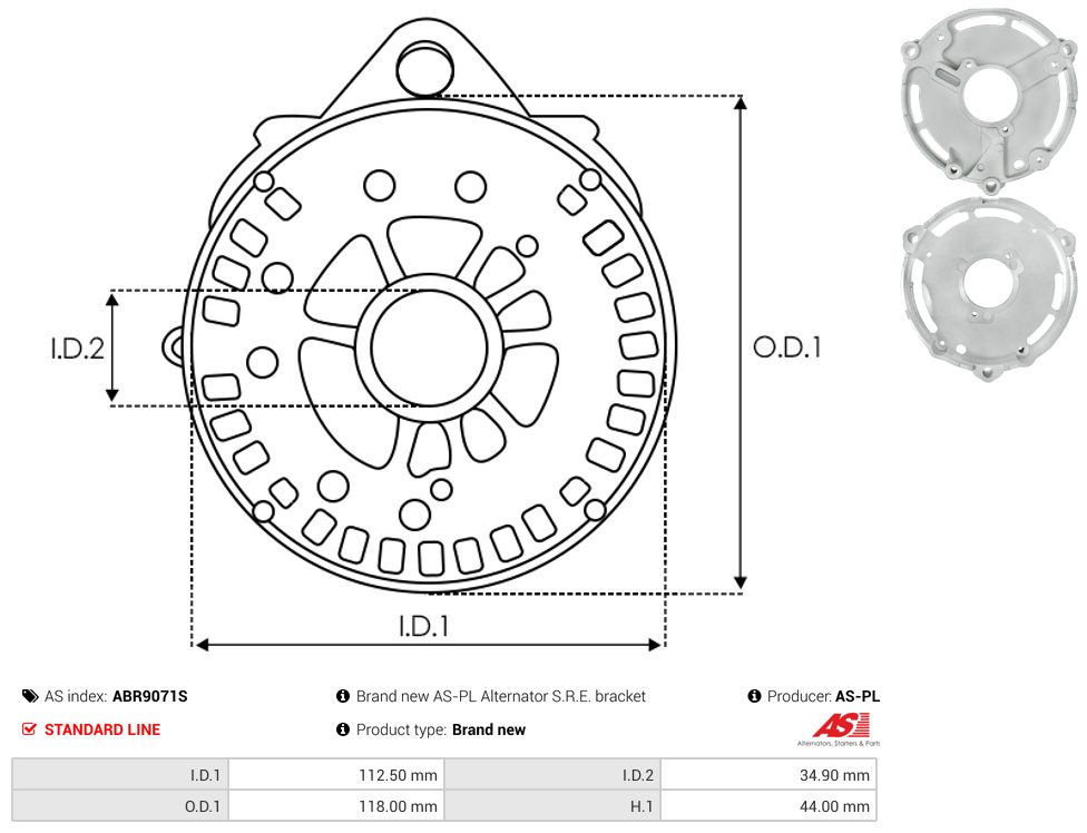 Alternator diode-side bracket