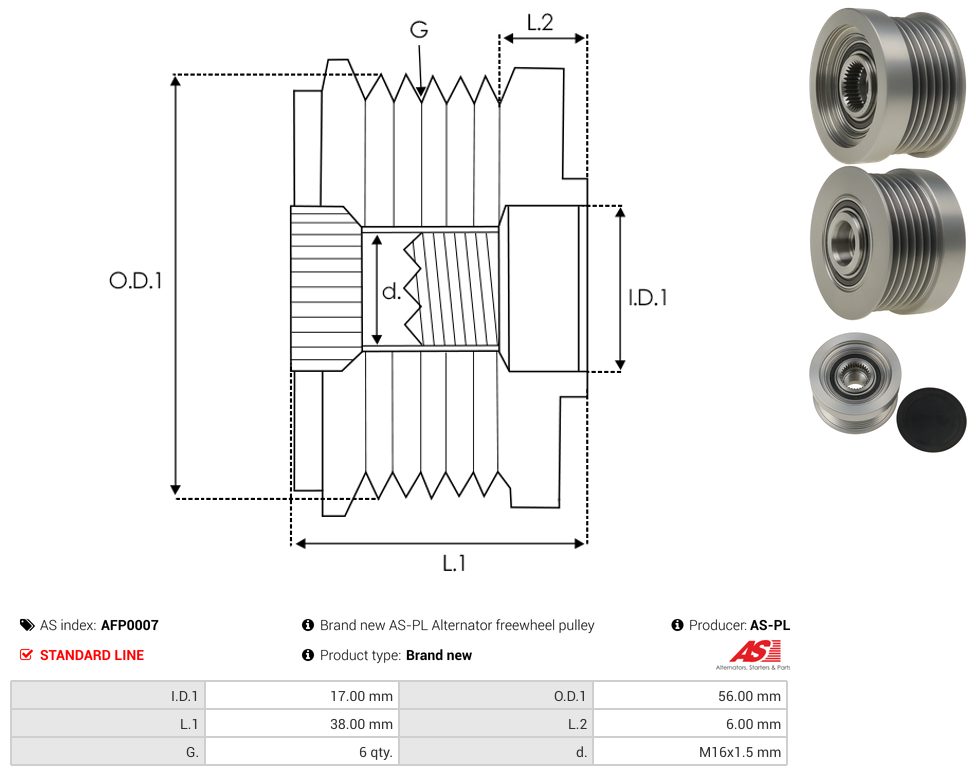 Alternator freewheel pulley