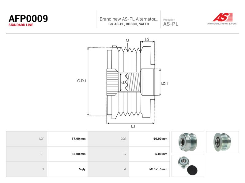 Alternator freewheel pulley