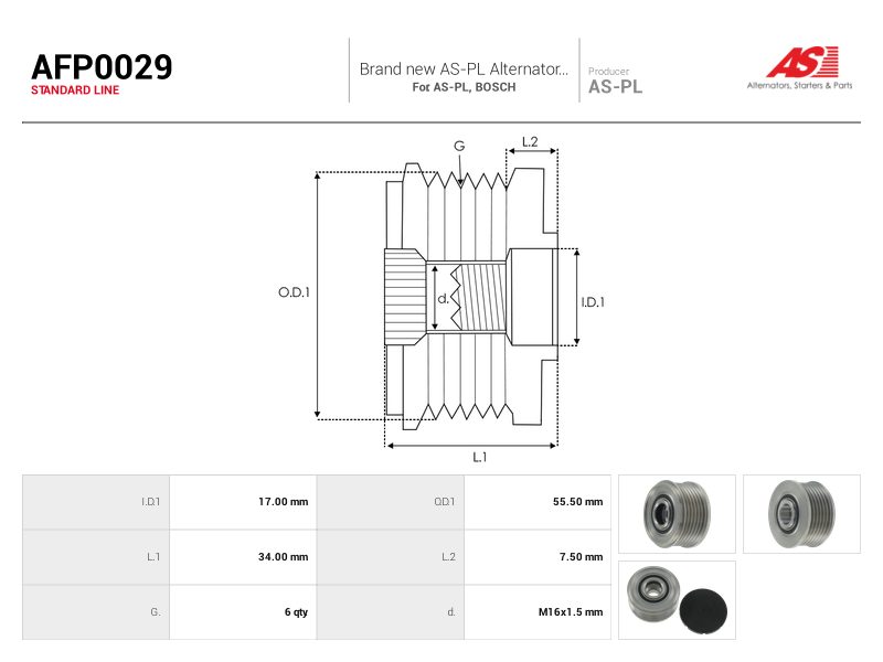 Alternator freewheel pulley