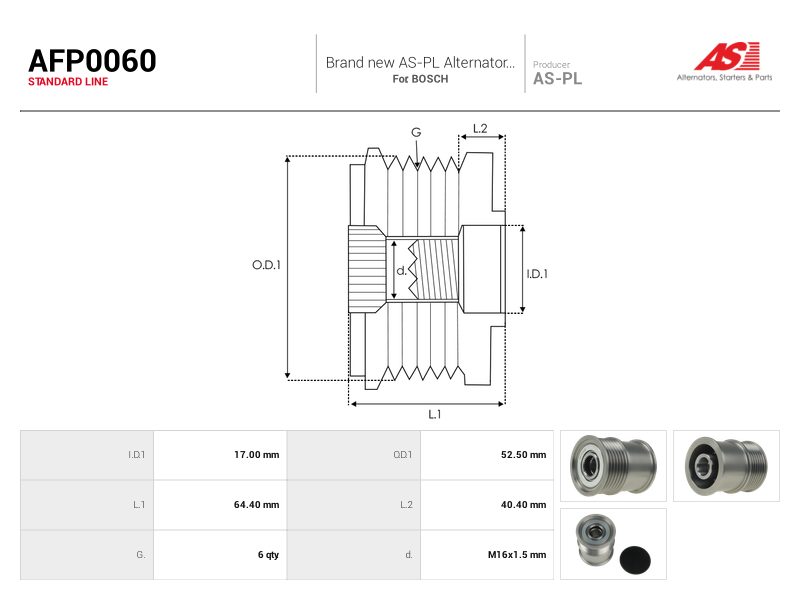 Alternator freewheel pulley