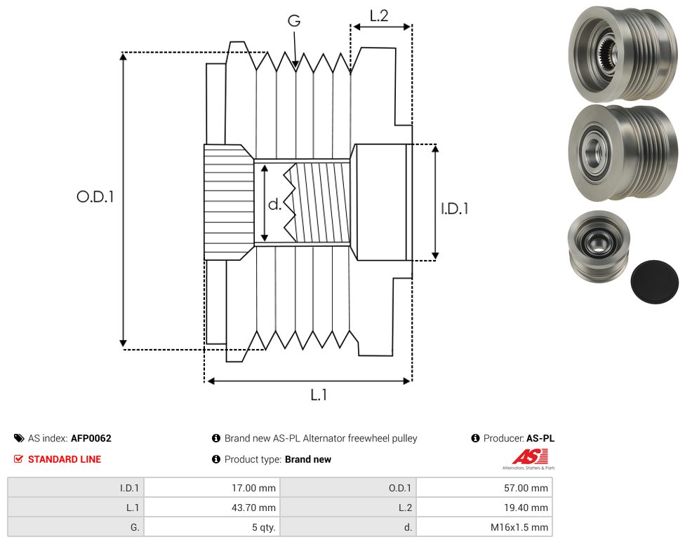 Alternator freewheel pulley