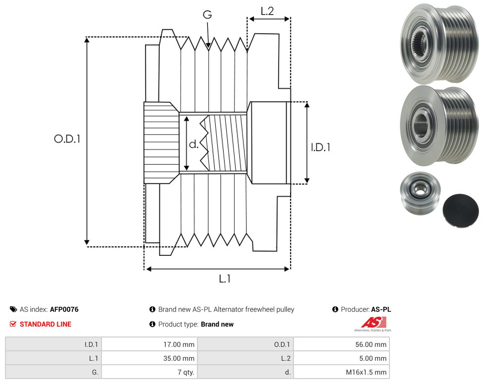 Alternator freewheel pulley