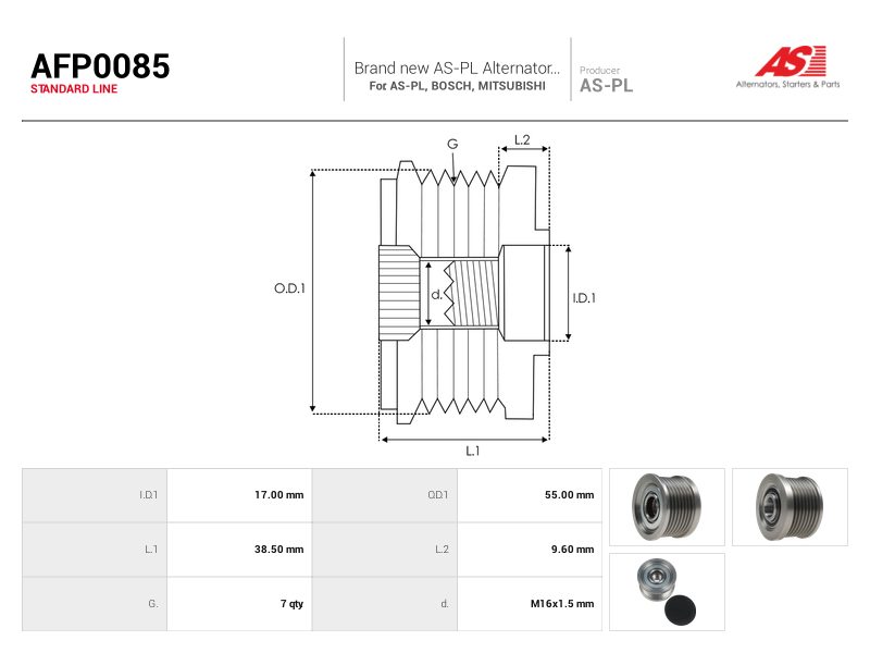 Alternator freewheel pulley
