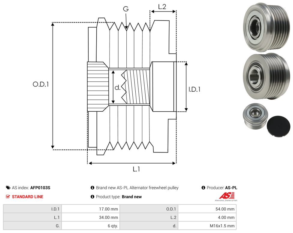 Alternator freewheel pulley