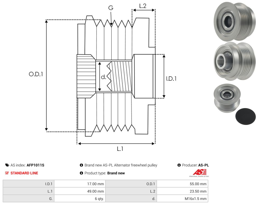 Alternator freewheel pulley