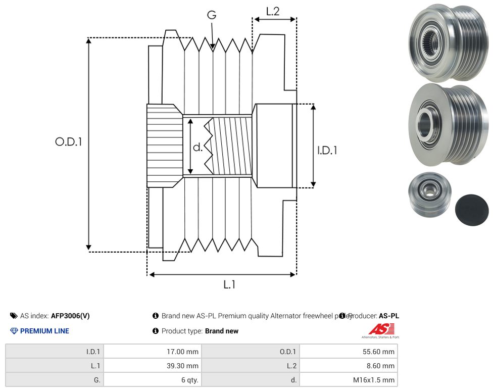 Alternator freewheel pulley