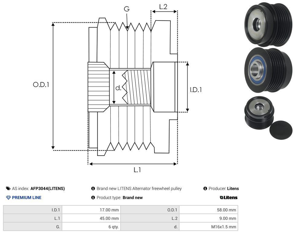 Alternator freewheel pulley