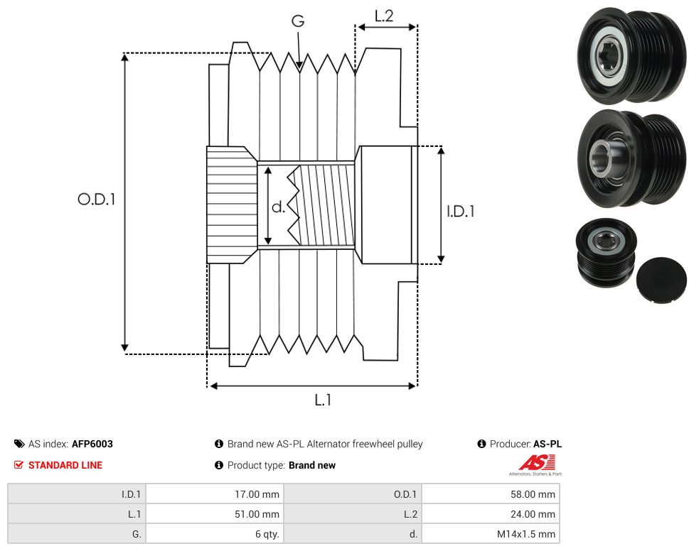 Alternator freewheel pulley