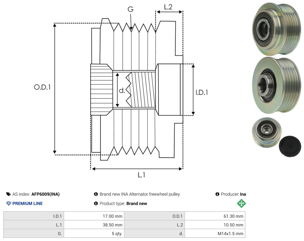 Alternator freewheel pulley