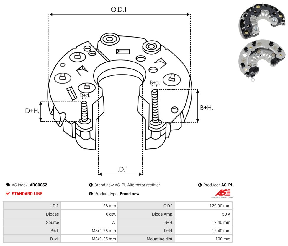 Alternator rectifier bridge