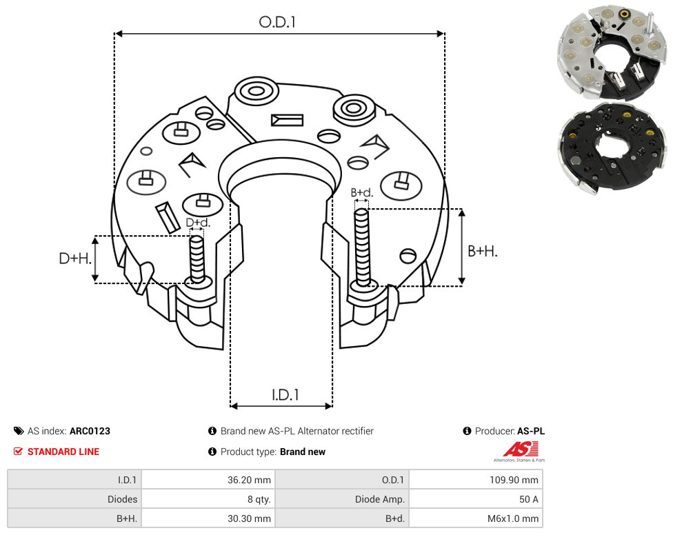 Alternator rectifier bridge