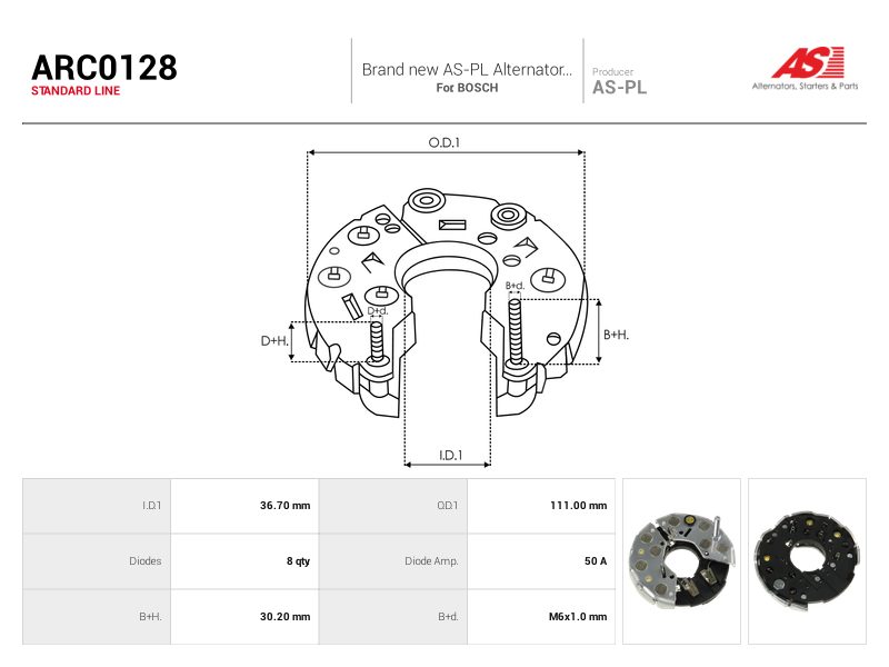 Alternator rectifier bridge