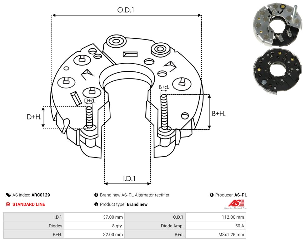 Alternator rectifier bridge