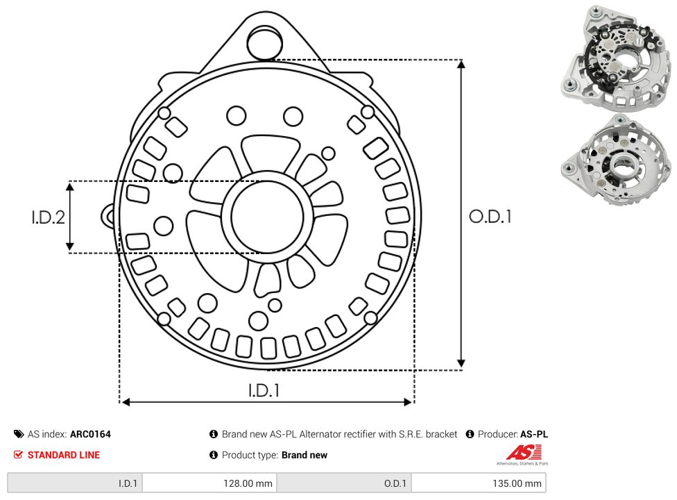 Alternator diode-side bracket