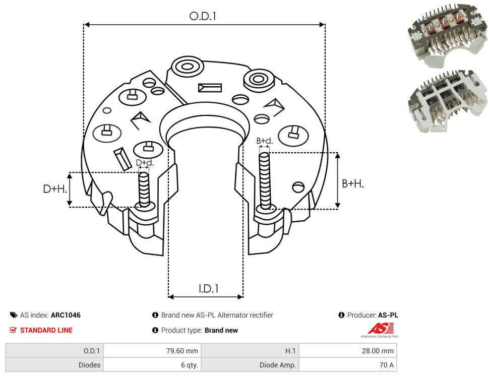 Alternator rectifier bridge
