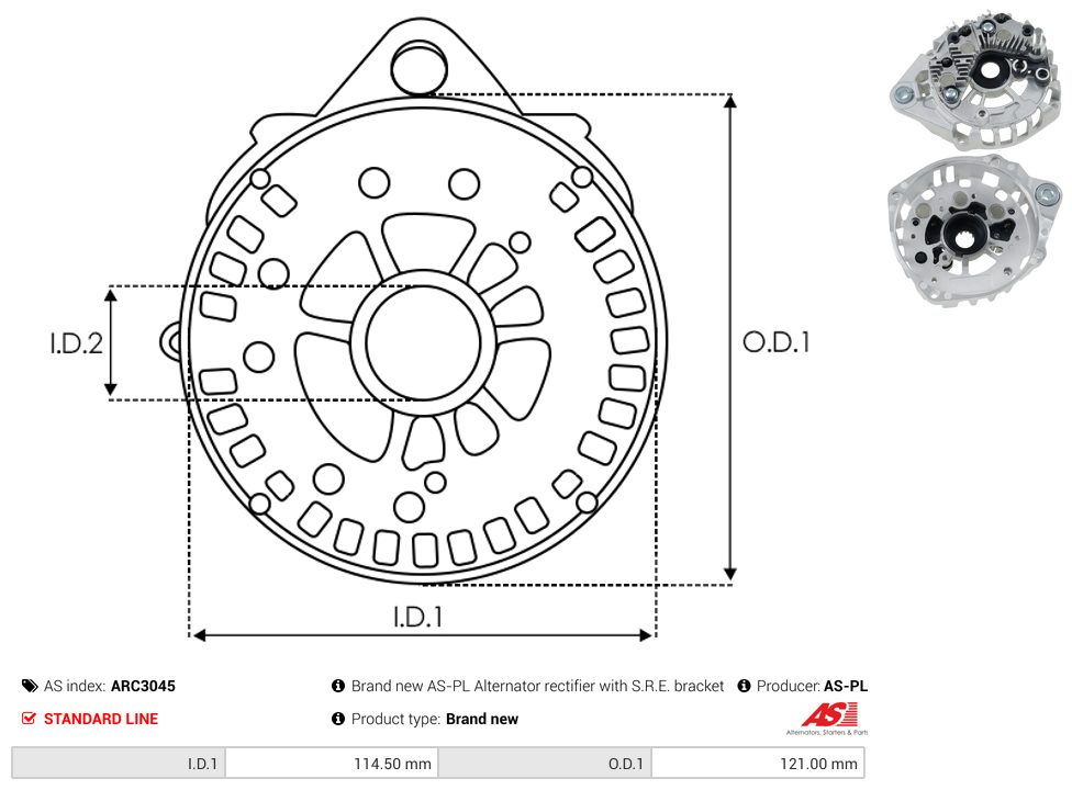 Alternator diode-side bracket