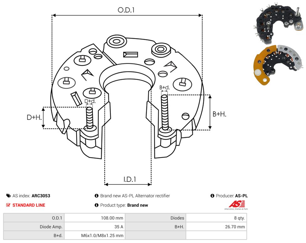 Alternator rectifier bridge