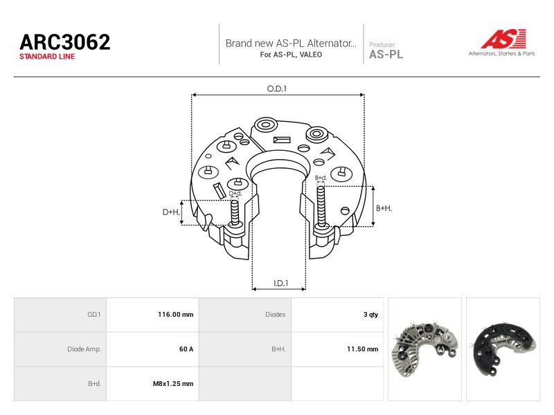 Alternator rectifier bridge